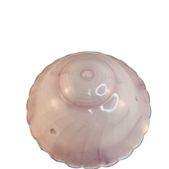Vintage Pink Swirl Frosted Glass 3-Chain Ceiling Light Globe With Scalloped Edge - Picture 8 of 11